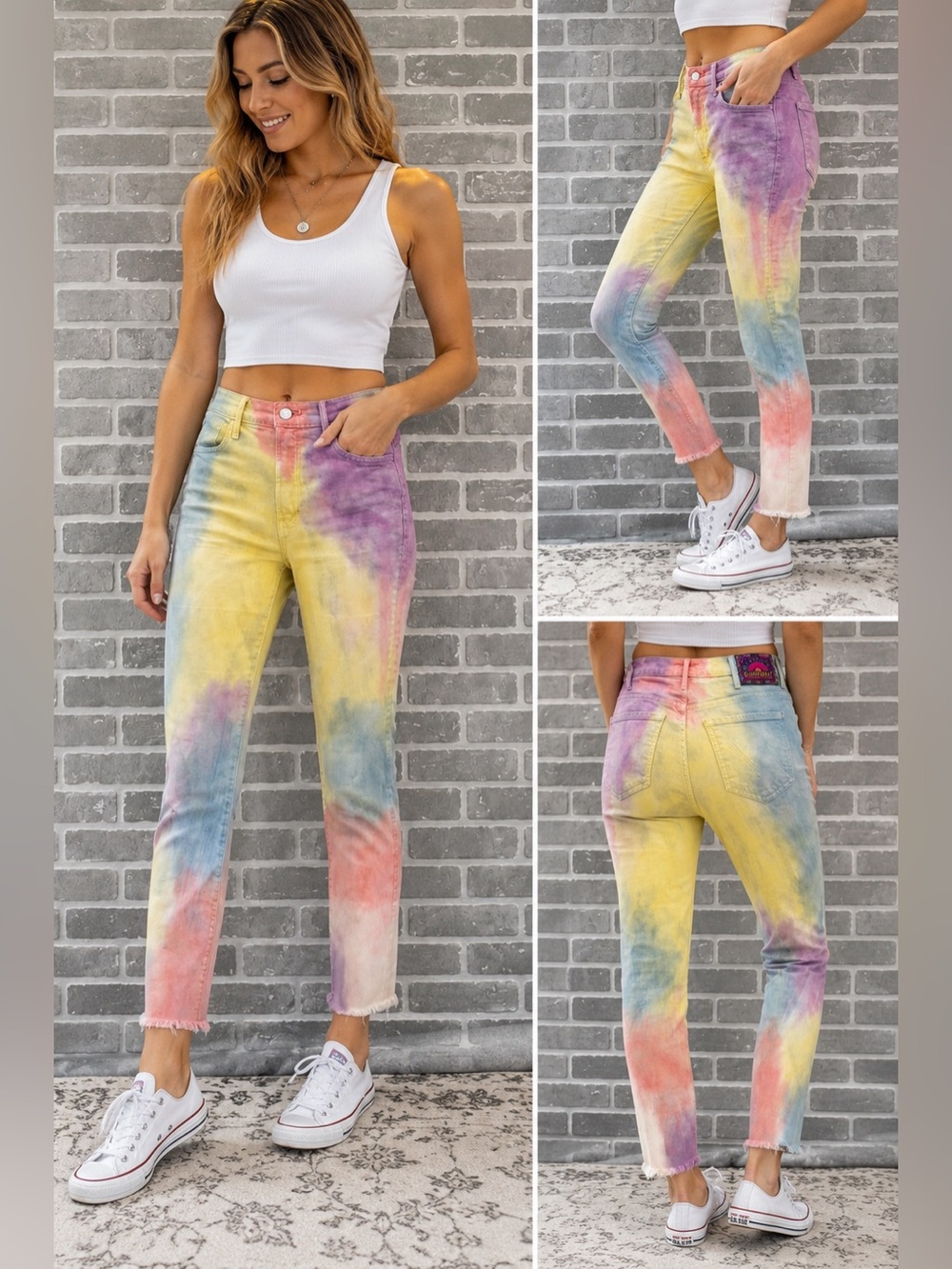 MOTHER The Hustler Ankle Fray‎ Tie Dye Jeans Mystical AF 27